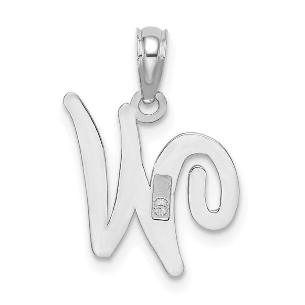 10k White Gold Polished W Script Initial Charm - image 4